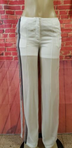 DKNY Chiffon White Women's Pants Colorful Side Panel NEW Size 4 - Picture 3 of 10