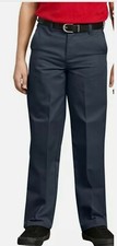 Dickies Boys Flexwaist Flat Front Pants Black Straight Leg Size 20 Husky NEW