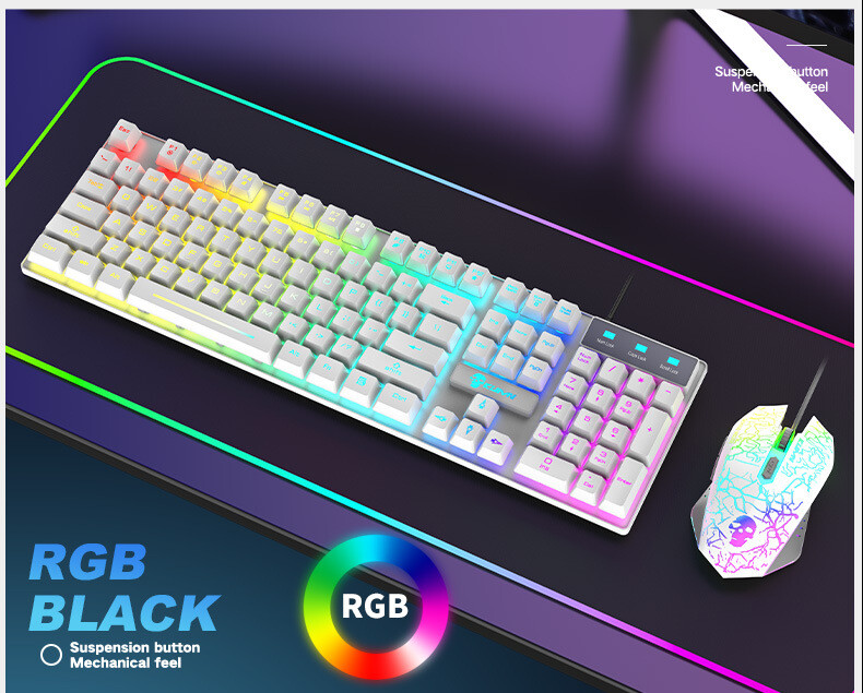 Mechanical Gaming Keyboard T6RGB with Luminous Backlit and Mouse Combo-image