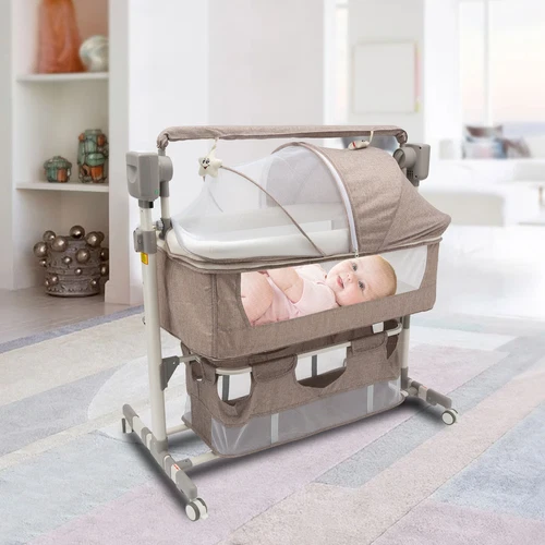 Cuna inteligente para bebé mesita de noche música cuna ajustable en altura 20 kg - Imagen 3 de 6