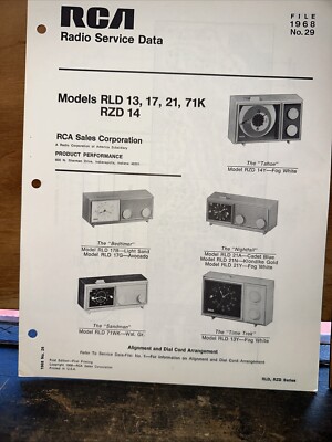 Rca Radio Service Data Model RLD 13, 17, 21, 71K RZD 14   The Tahoe  ￼
