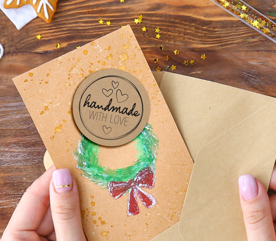 48x hochwertige Etiketten "Handmade with love " hohe Klebekraft 4cm Aufkleber - Bild 4 von 4