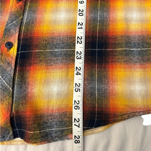 NOMAD Plaid Flannel Button Down Shirt Men's Med Orange Navy Gray - Picture 7 of 9