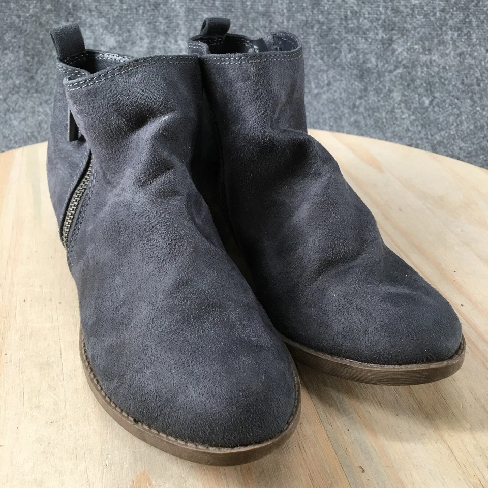 Carlos Boots Womens 6.5 M Brianne Ankle Booties Heels Side Zipper Blue Fabric - Image 3 of 4