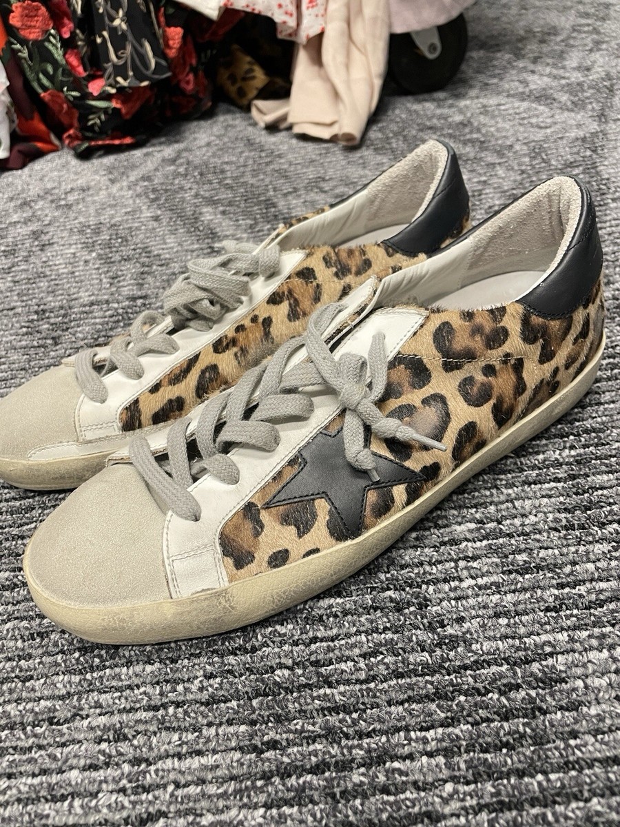【GOLDEN GOOSE　LEOPARD SUPER STAR】 Super-Star leopard-print leather sneakers in multicoloured