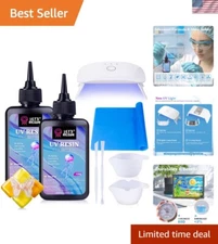 Efficient UV Resin Starter Kit: 200g Low Viscosity Resin, Light & Tools