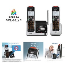 DECT 6.0 2-Handset Cordless Phone for Home with Answering Machine, Call Block...