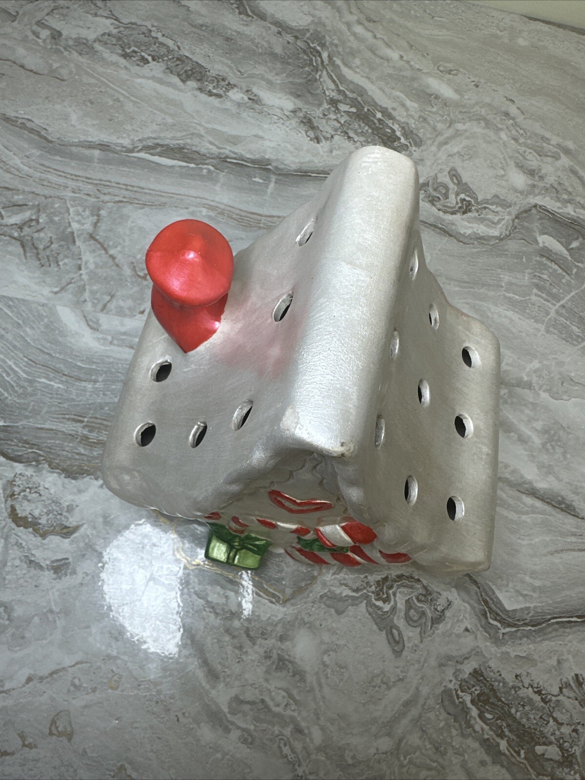 Vintage Gingerbread Candy House Style Ceramic Christmas Tea Light Candle Holder