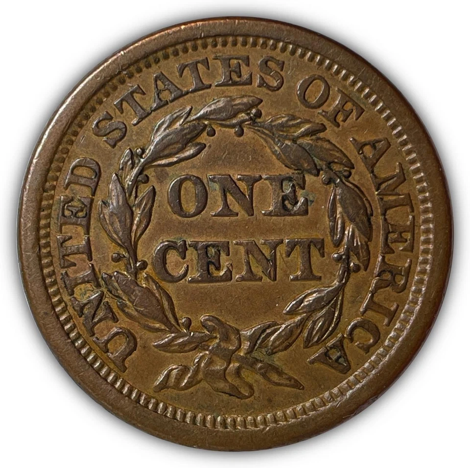Moneda de centavo grande 1855 N-9 Know on Ear Ear Ear Ear Ear Ear Ear cabello trenzado AU #6863 Foto 2 de 3