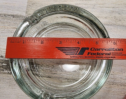 Vintage schwerer Klarglas Midcentury Modern Zigarrenbar 3 Fächer 4" Tabak Aschenbecher - Bild 8 von 8