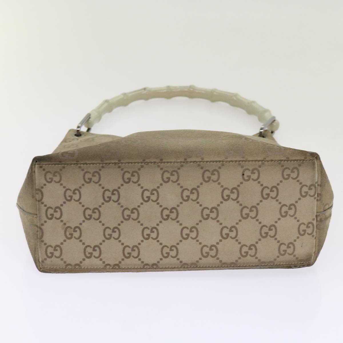 GUCCI GG Canvas Bamboo Shoulder Bag Gray 001 2058 3007 Auth GUCCI GG Canvas Bamboo Shoulder Bag Gray 001 2058 3007 Auth