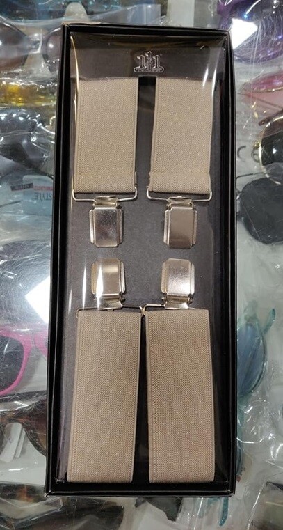 Tirantes Elásticos Hombre Mujer Correa Ajustable Beige Con Bolitas HAC