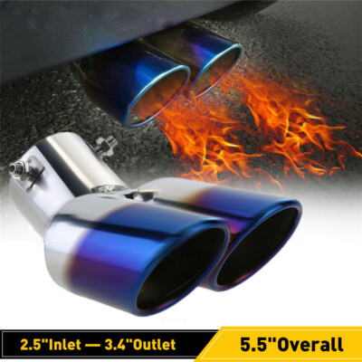 Auto Muffler Pipe Tip Exhaust Rear Dual Tail Throat Stainless Steel Accessories