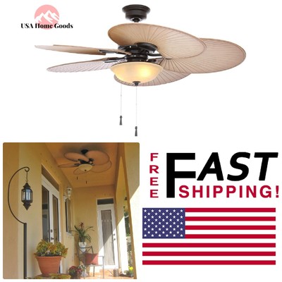 Havana Natural Iron 48 Ceiling Fan Led Indoor Outdoor W Glass Bowl Light Kit Ebay