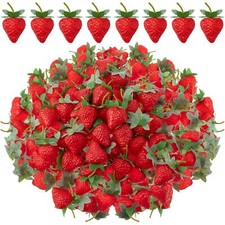 Cute Artificial Strawberries 100 Pieces 2.2-3.35 inch Faux Realistic