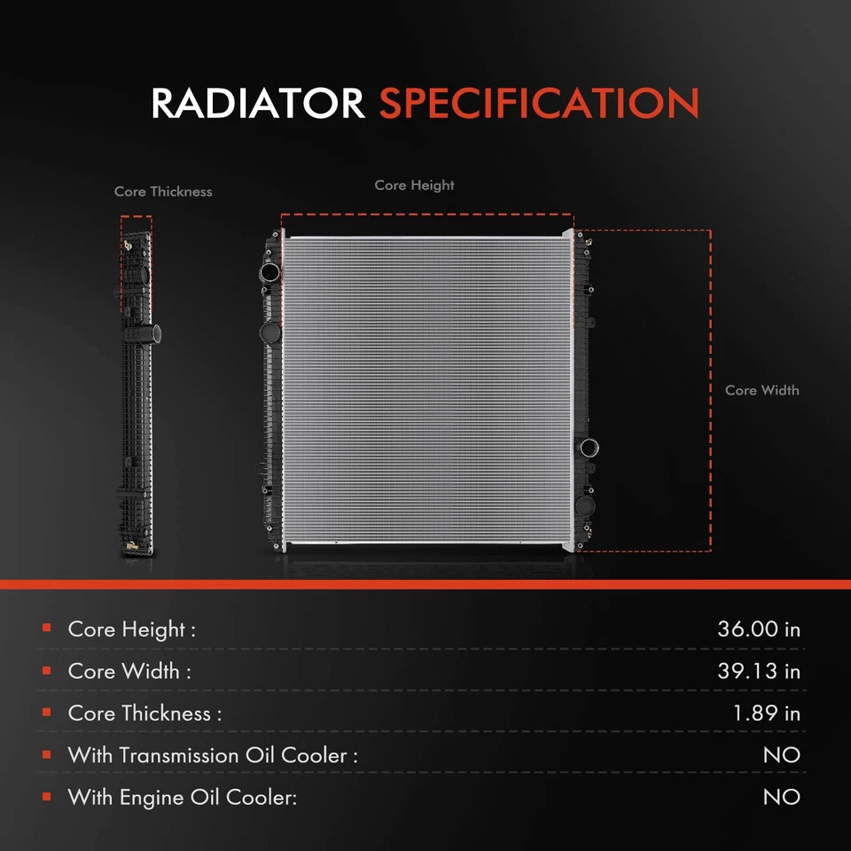 Aluminum Radiator for Ford AT9513 Freightliner Classic XL FLD112 Sterling Truck - Image 2 of 4