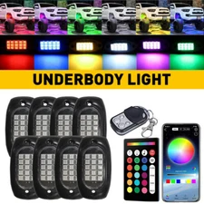 8x RGB LED Pods Rock Light Kit Underbody Glow Neon Lamp Bluetooth Music Control