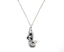 Mermaid Charm Necklace Pendant Stainless Steel Jewelry With Chain New