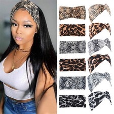 6pcs Women Elastic Headbands Leopard Animal Print Hair Bands Turban Headwraps