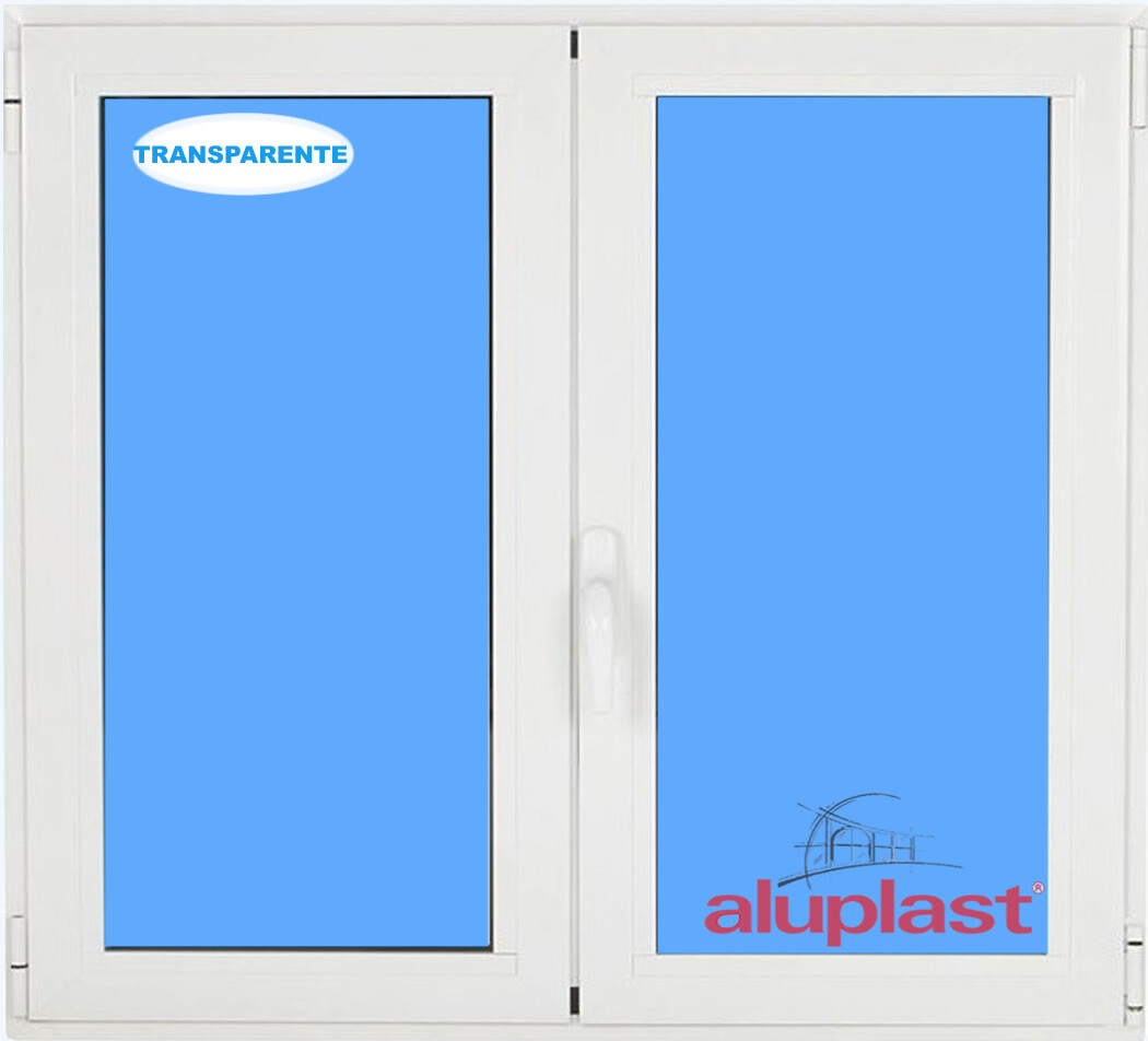 VENTANA PVC 1000x1000 BLANCA OSCILOBATIENTE 2 HOJAS VIDRIO TRANSPARENTE