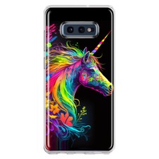 Funda floral unicornio arco iris neón a prueba de golpes para Samsung Galaxy S10e