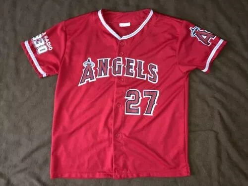 Mike Trout Youth Red Jersey Y-XL Angel Radio AM 830