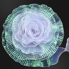 22 Yards Pleated Lace Ruffle Trim Iridescent Organza Ruffled Fabric for Dress...