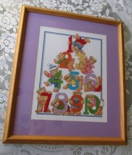 Handmade Vintage Teddy Bear Crossstich Framed Picture for the Nursery