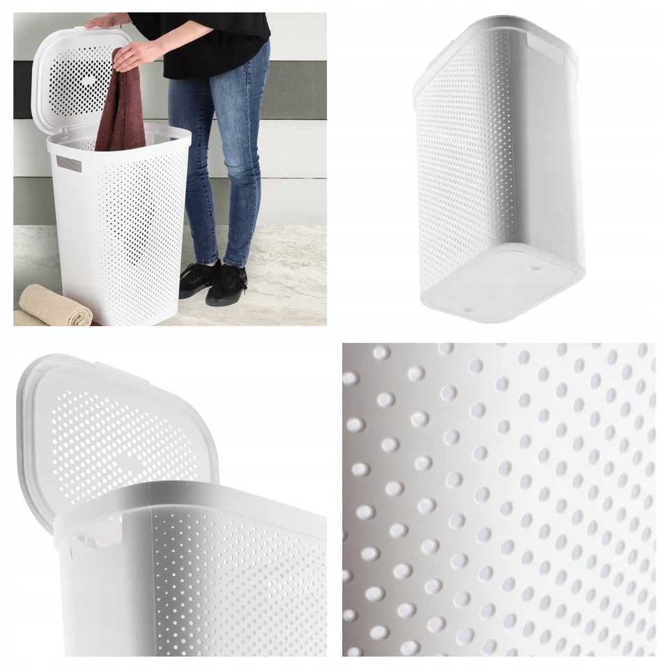 CURVER Wäschebox Infinity Recycled, aus Kunststoff, 44 x 35 x 60 cm, 60L, Weiß - Bild 3 von 4