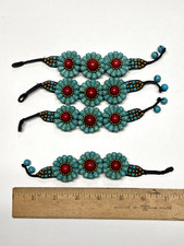 NEW 12 pieces Turquoise Howlite Stone Bracelet Flower Red Handmade