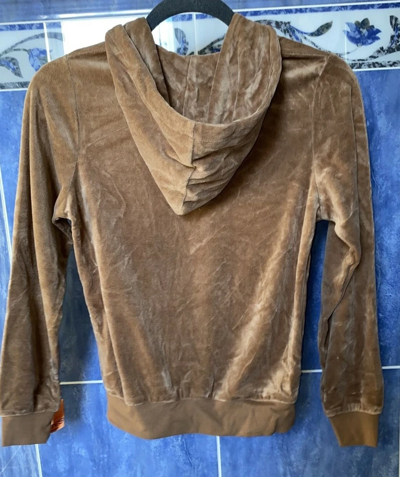 Nueva Chaqueta con Capucha Hale Bob Logo Algodón Terciopelo Esponjoso Y2K Vintage Crop Track XS Foto 2 de 4