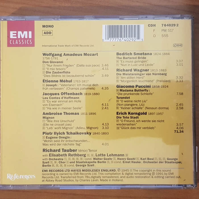 RICHARD TAUBER Opernarien & Duetten  VG+/VG+(CD) - Bild 4 von 4