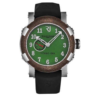 Romain Jerome Mens 'Titanic' Green Dial Black Rubber Strap Watch RJTIAU.601.10