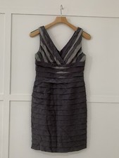 Adrianna Papell Dress Sz 6 Womens Layers Sleeveless  Gray Body Con Party