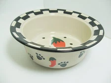 Jalapeno Dog Bowl Ceramic Black Red White Food Water 5.75" Petrageous
