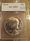 1970-D Kennedy Half Dollar 40% SILVER UNCIRCULATED ICG MS 64
