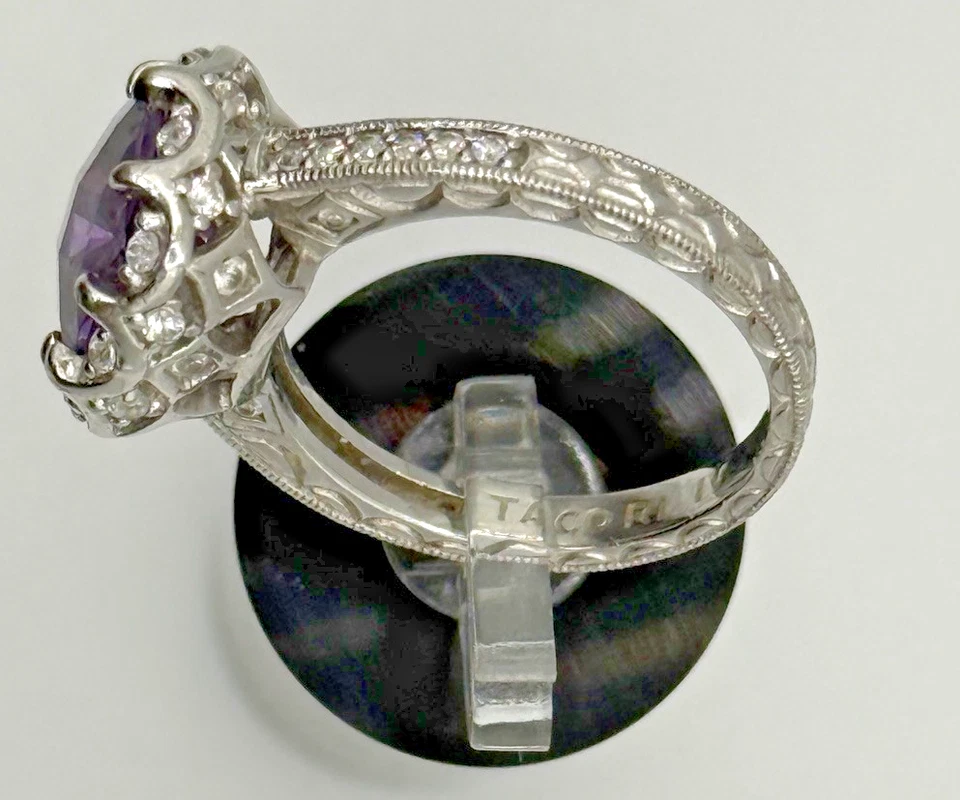 Anillo Amatista Tacori Plata de Ley 925 - Talla 8 - Redondo Natural - USADO Foto 3 de 4