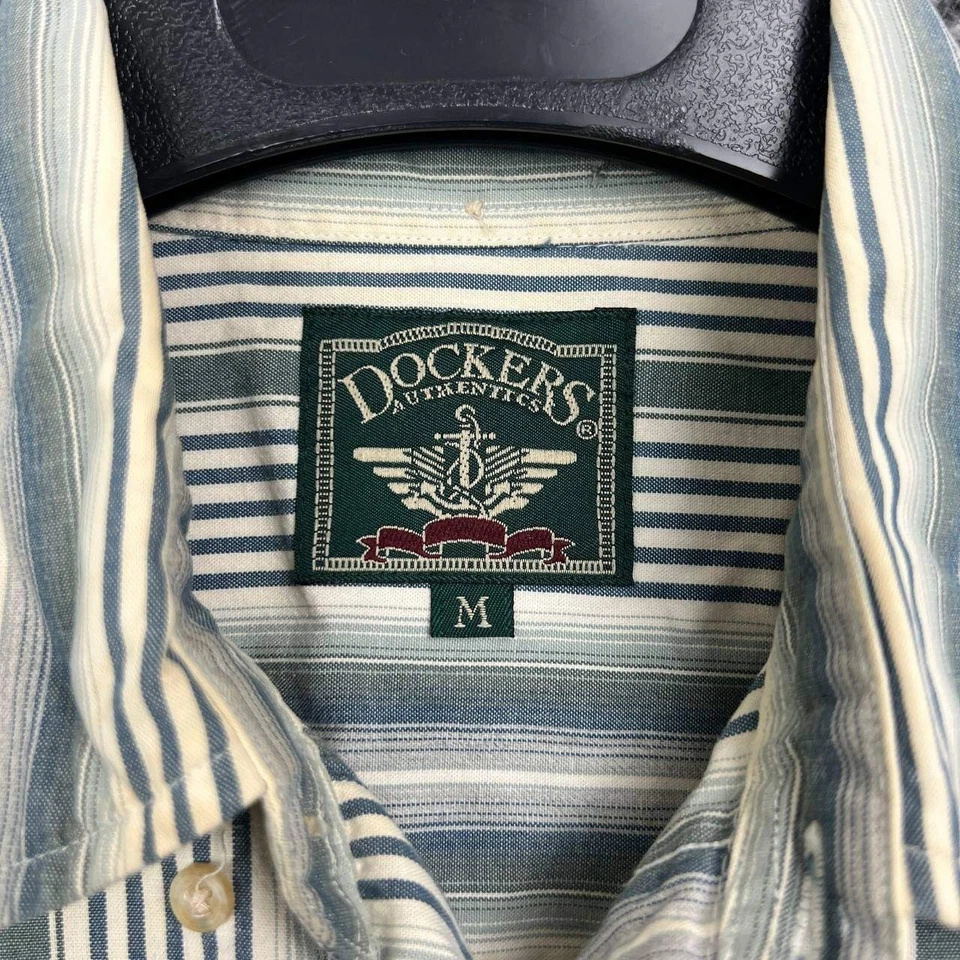 Camisa Dockers De Colección Hombres Mediana Rayas Con Botones Manga Larga Cuello M Foto 4 de 4