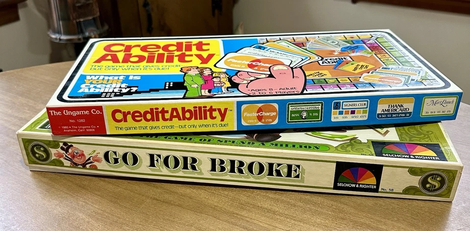 Vintage 1976 Go For Broke 1980 Credit Ability Lot 2 Board Games Money Finance - Image 2 of 4