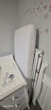 White Rectangle Baby Crib with Included Mattress, White Finish
