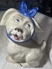 Vintage Shawnee Pottery Muggsy Dog Cookie Jar White And Blue Toothache