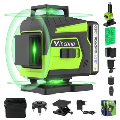 Vincona Kreuzlinienlaser Grün, Laser Wasserwaage 4 x 360 °, Nivellierlaser Se...