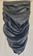 Prettylittlething ladies black pvc rouched strapless minidress size 6