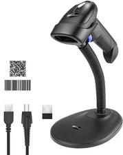 Wireless 1D 2D Barcode Scanner with Stand, Portable Automatic QR Code Scanner...