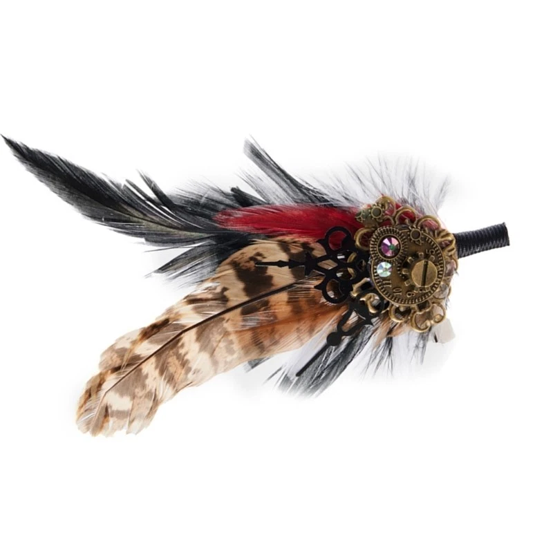 PunkStyle Gear Brooches Lapel Pin Steampunk Clock Hairclip Costume Hair Decors - Image 2 of 4