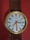Vintage 1973 Original Timex Marlin Day & Date Mechanical Wind Watch Gold Tone