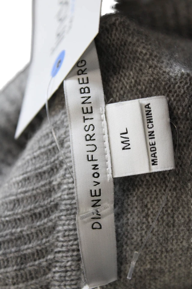 Pulôver Diane Von Furstenberg unissex cinza cashmere gola alta tamanho M - Imagem 4 de 4
