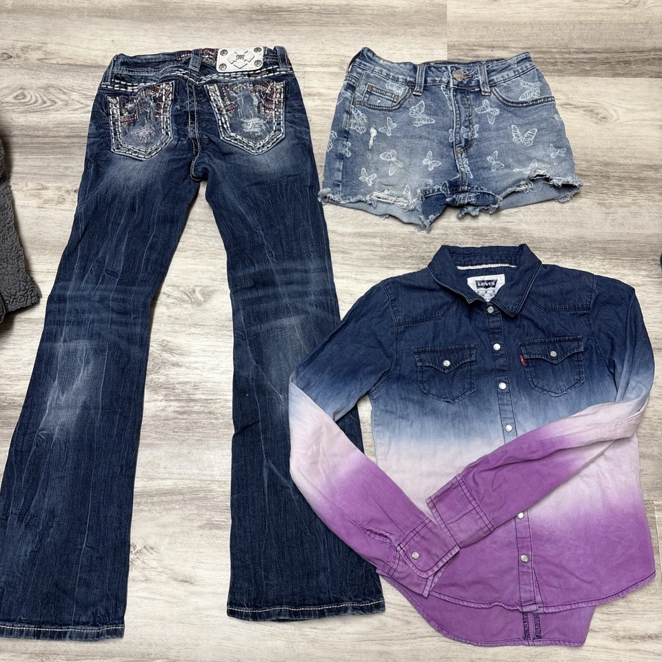 Clothes Lot Girls Sz 10 12 Swim Miss Me Jeans Eddie Bauer Reversible Jacket 9pc - Image 4 of 4