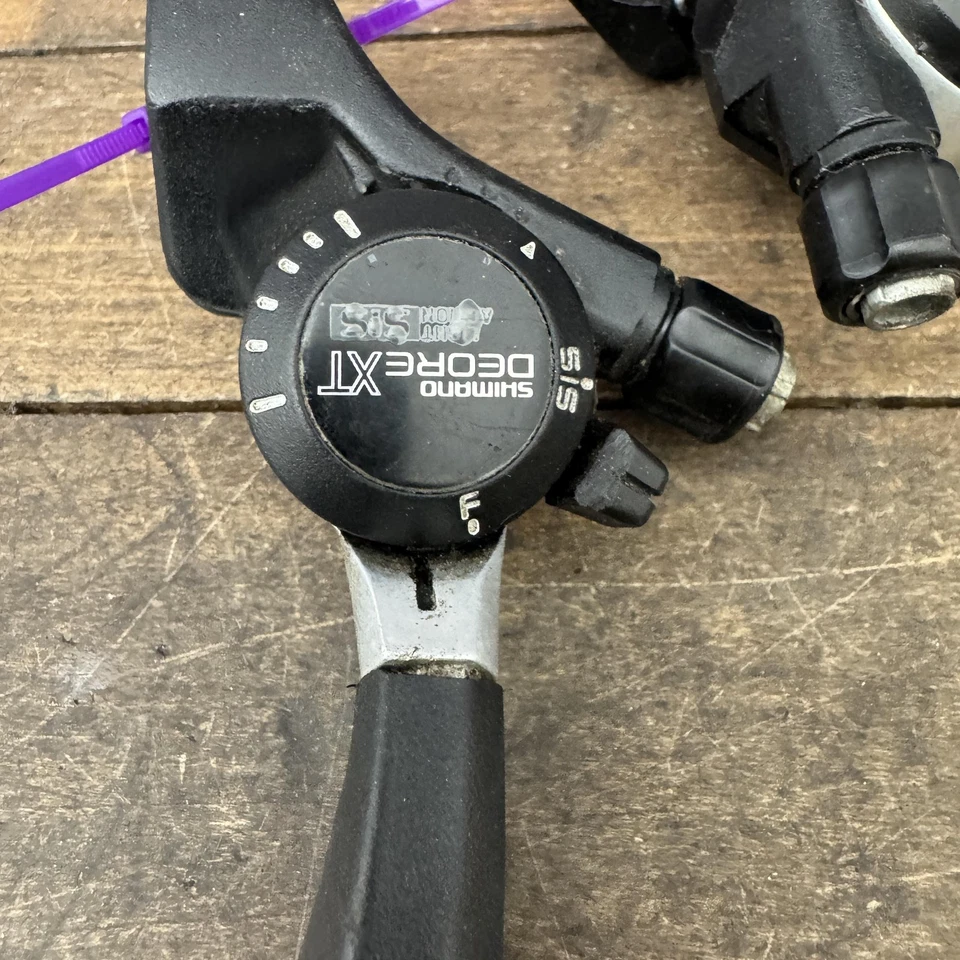 Vintage Shimano Deore XT SL-M730 Thumb Shifters Pair SIS Japan MTB 7 Speed 7s - Image 2 of 4