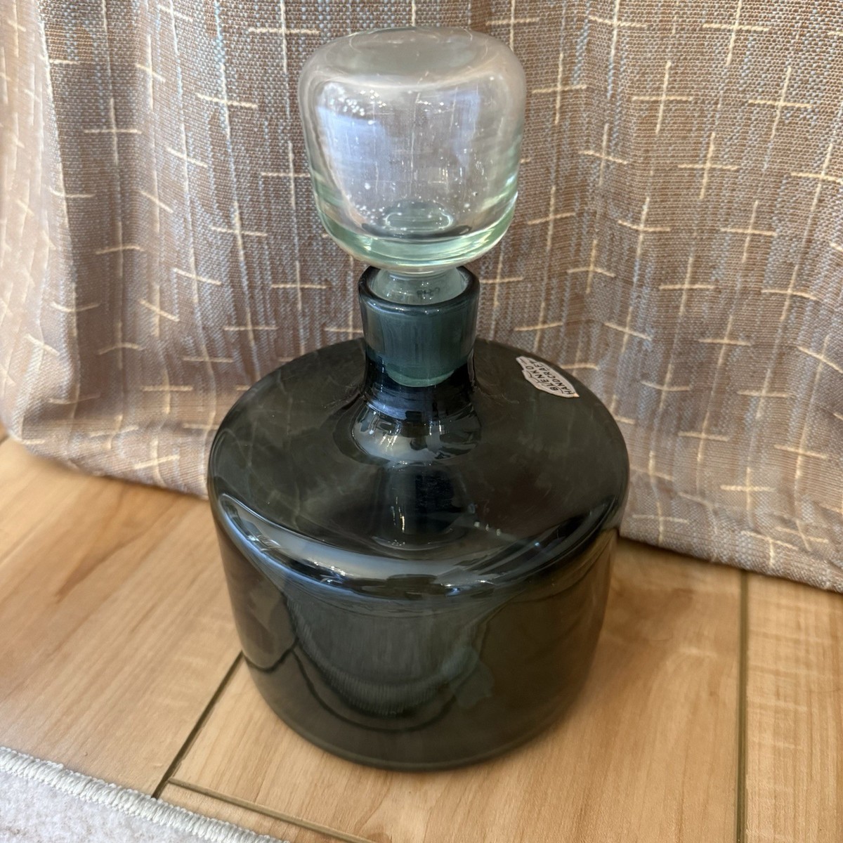 HTF Vintage MCM Blenko Glass 5816s Decanter 8” W/Stopper Charcoal